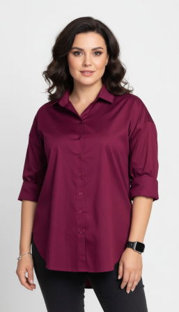 Camasa dreapta din poplin de bumbac, mov zmeura [1]
