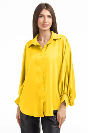 Camasa eleganta din satin, cu maneci bufante, galbena [1]