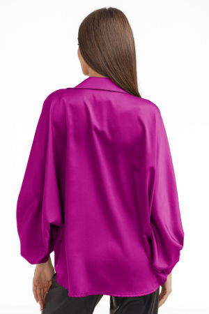 Camasa eleganta din satin, cu maneci bufante, magenta [2]