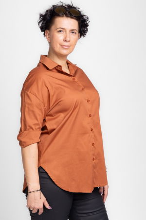 Camasa caramizie, dreapta, din poplin de bumbac [1]