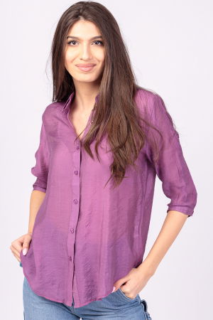 Cămăși din Vâscoză - Camasa mov, subtire, cu guler clasic
