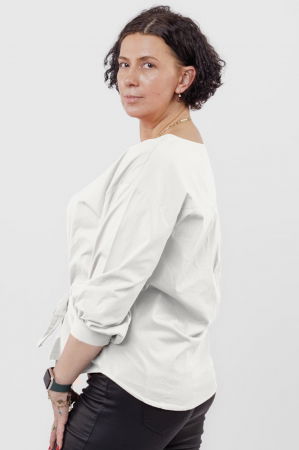 Camasa alba din poplin de bumbac cu funda in fata [1]