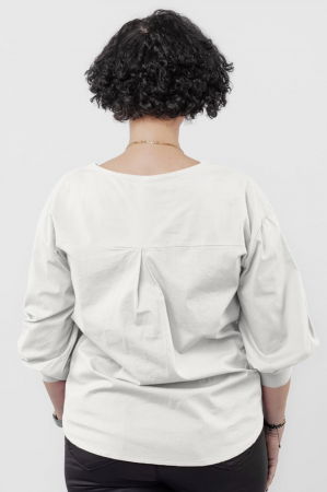 Camasa alba din poplin de bumbac cu funda in fata [2]