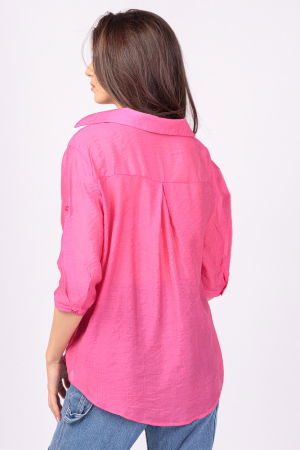 Camasa subtire, fucsia, cu guler clasic si maneca trei sferturi [2]