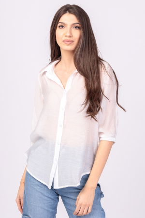 Îmbrăcăminte - Camasa alba, subtire, cu guler clasic