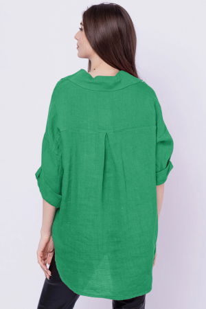 Camasa verde  lejera, din in cu fald pe spate [2]