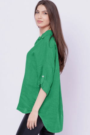 Camasa verde  lejera, din in cu fald pe spate [1]