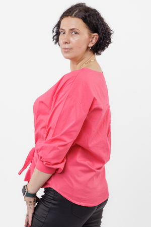 Camasa roz fucsia din poplin de bumbac cu funda in fata [1]
