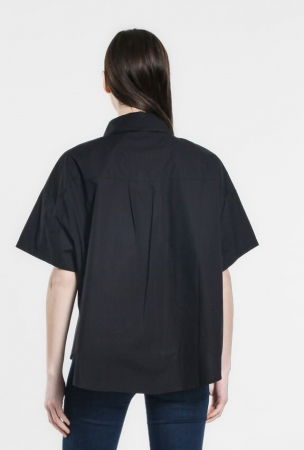 Camasa alba din poplin satinat de bumbac, cu imprimeu geometric color [3]