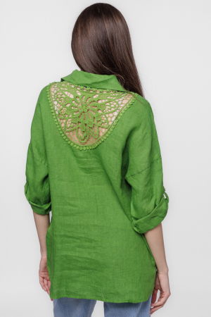 Camasa verde olive lejera, din in cu dantela pe spate [2]
