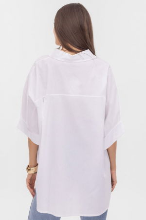 Camasa oversize alba din poplin de bumbac, cu maneca lunga [2]