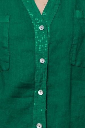 Camasa verde din in cu paiete si dantela pe spate [1]
