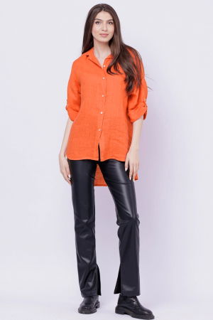 Camasa portocalie lejera, din in cu fald pe spate [1]