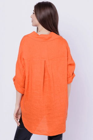 Camasa portocalie lejera, din in cu fald pe spate [3]