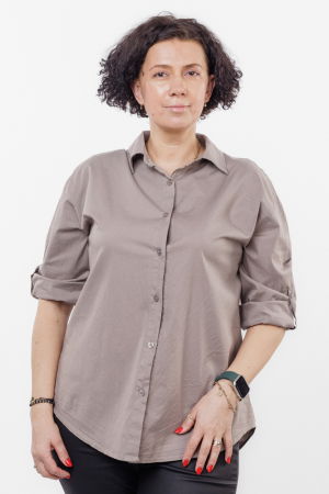 Bluze & Cămăși & Tricouri - Camasa din poplin de bumbac cu dantela pe spate, bej inchis