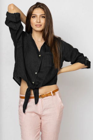 Camasa neagra din in cu nod in fata [2]