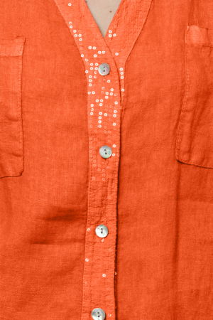 Camasa portocalie din in cu paiete si dantela pe spate [1]