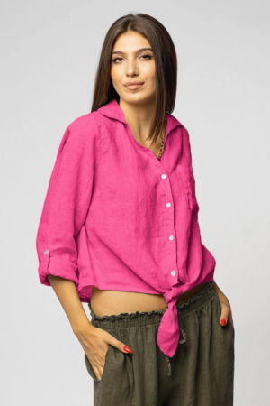 Camasa fucsia din in cu nod in fata [1]