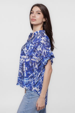 Camasa subtire, cu guler tunica si imprimeu albastru [2]