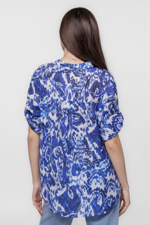 Camasa subtire, cu guler tunica si imprimeu albastru [3]