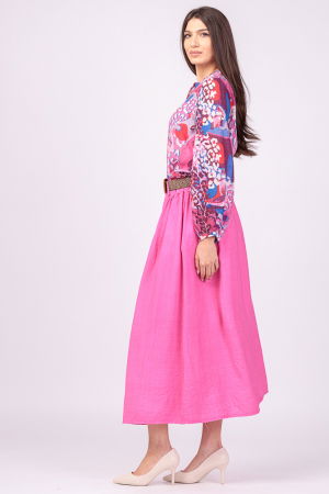 Camasa fucsia subtire, cu guler tunica si maneci bufante [1]