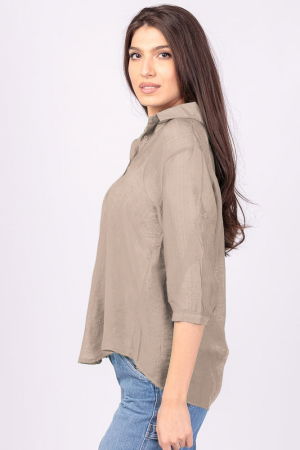 Camasa subtire, bej, cu guler clasic si maneca trei sferturi [1]