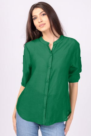 Cămăși Casual - Camasa subtire verde , cu guler tunica