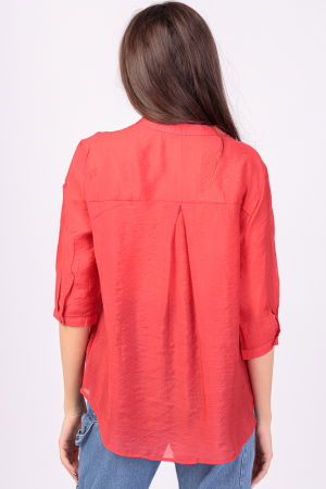 Camasa rosie, subtire, cu guler tunica [2]