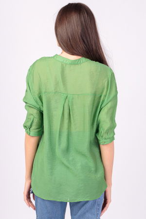 Camasa verde, subtire, cu guler tunica [2]