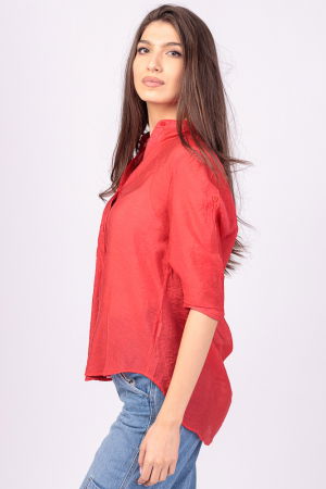 Camasa rosie, subtire, cu guler tunica [1]