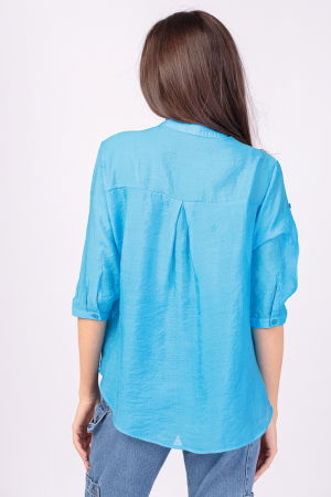 Camasa albastra, subtire, cu guler tunica [2]