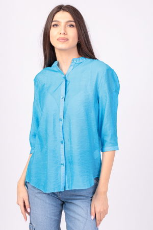 Îmbrăcăminte - Camasa albastra, subtire, cu guler tunica