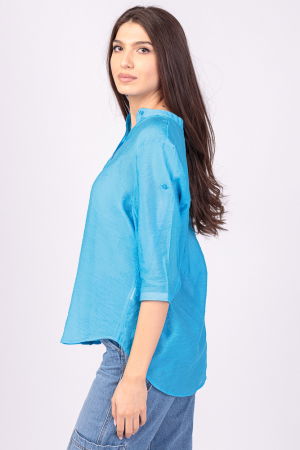 Camasa albastra, subtire, cu guler tunica [1]