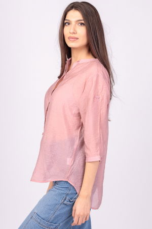 Camasa roz prafuit, subtire, cu guler tunica [1]