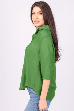 Camasa subtire, verde, cu guler clasic, maneca lunga si buzunar pe piept [1]