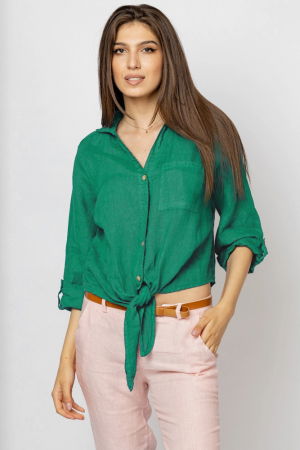Camasa verde din in cu nod in fata [1]