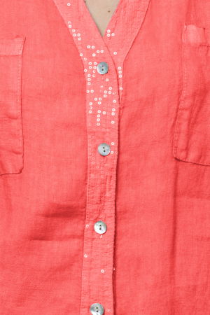 Camasa corai din in cu paiete si dantela pe spate [1]