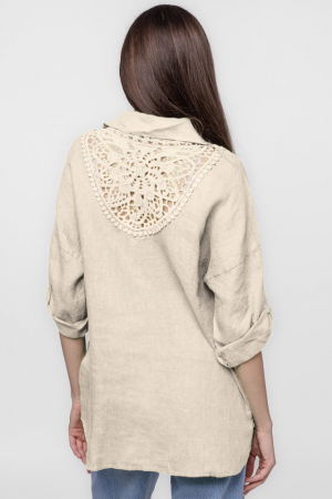 Camasa bej lejera, din in cu dantela pe spate [2]