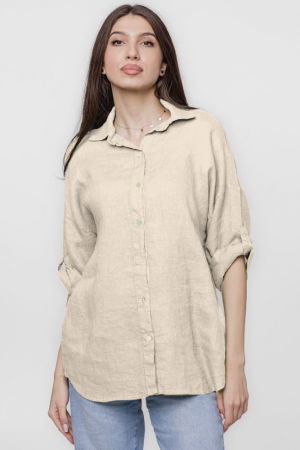 Camasa bej lejera, din in cu dantela pe spate [1]