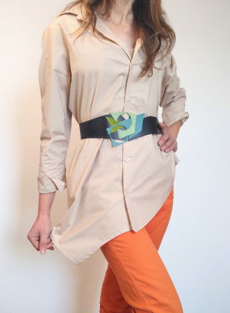 Curele & Centuri - Centura asimetrică din piele naturală, cu aplicații colorate