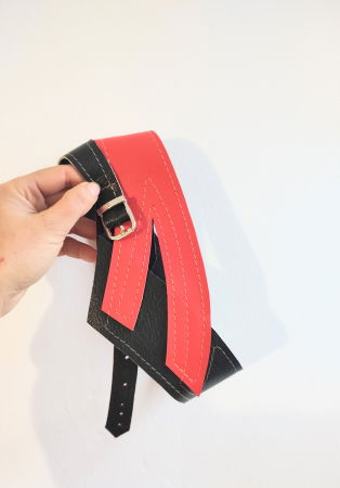 Centura asimetrică, din piele naturală rosie și neagră,festiva [1]