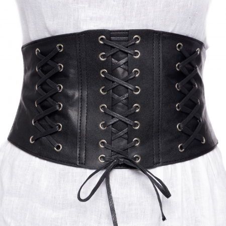 Centura corset lata din piele ecologica cu 3 randuri de sireturi si capse metalice [1]