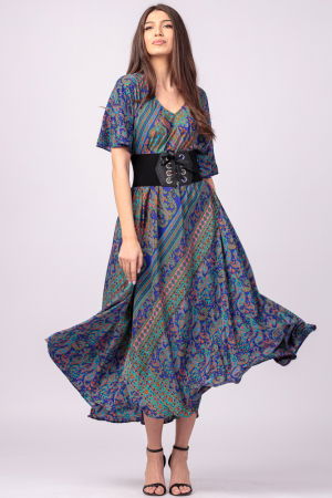 Centura corset din piele ecologica cu 8 capse mari argintii si funda satin [3]