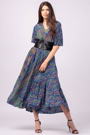 Centura corset din piele ecologica cu 8 capse mari argintii si funda satin [2]