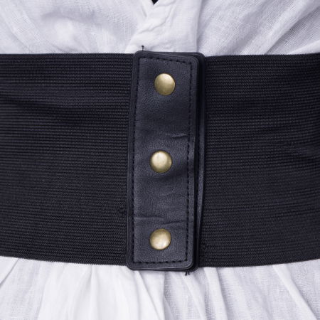 Centura corset lata din piele ecologica cu 3 randuri de sireturi si capse metalice auriu antichizat [1]