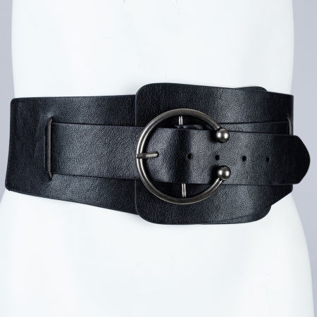 Centura corset lata din piele ecologica neagra cu catarama argintie antichizata [5]
