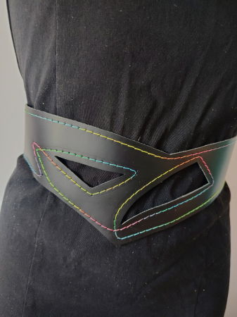 Centură neagră asimetrică, din piele naturală [1]