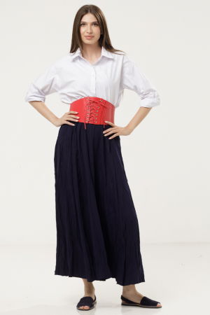 Centura rosie corset, lata, din piele ecologica cu siret si capse mici [1]