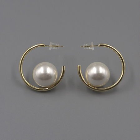 Cercei aurii contemporani, cu perlă centrală [2]