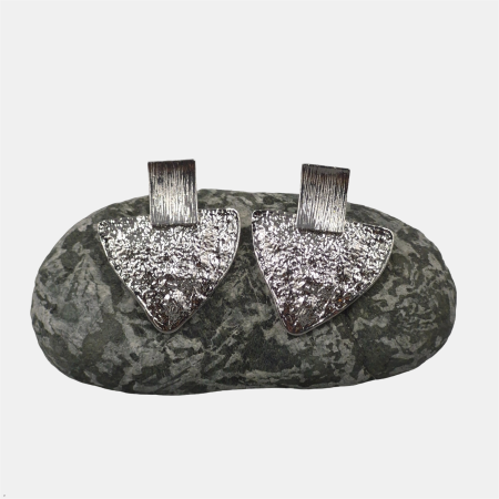 Cercei argintii statement, cu design geometric texturat [1]